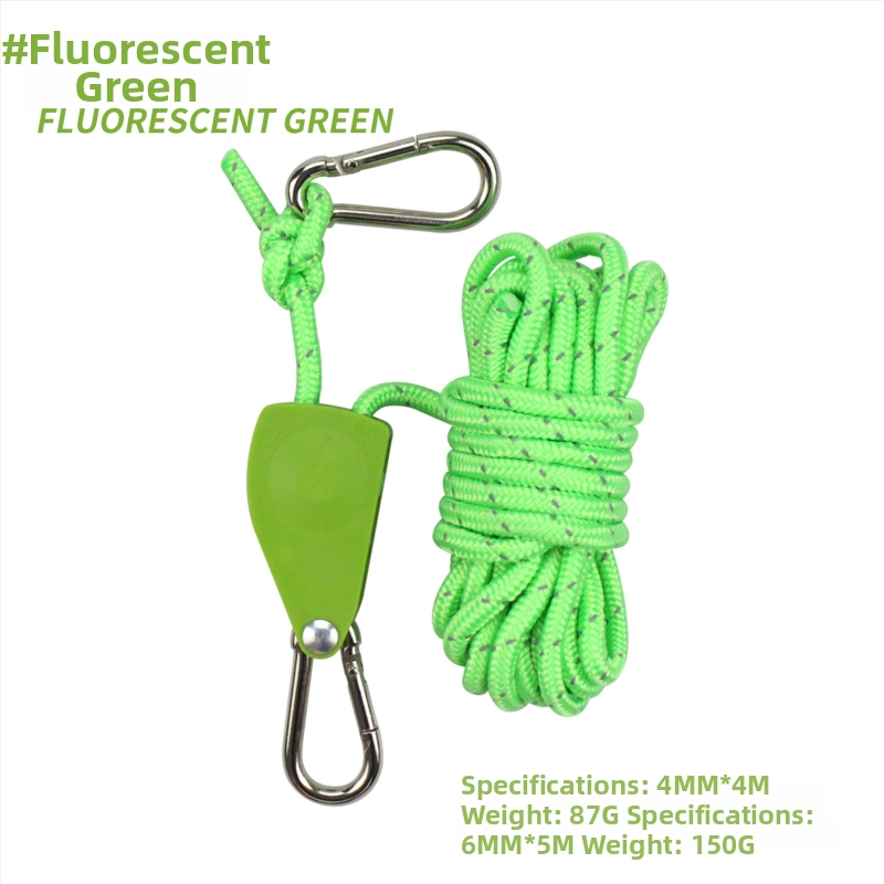 Nastaviteľný napínač lan pre stan a markítu, s kovovým kolieskom, reflexné lano, nylon, zliatina a polyester paracord