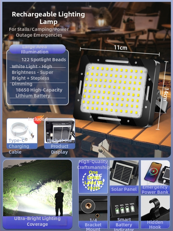 Bolenc punjiva kamping LED svjetiljka sa stalkom — 220V