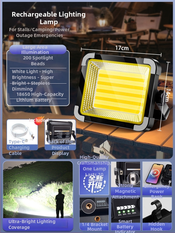 Bolenc punjiva kamping LED svjetiljka sa stalkom — 220V