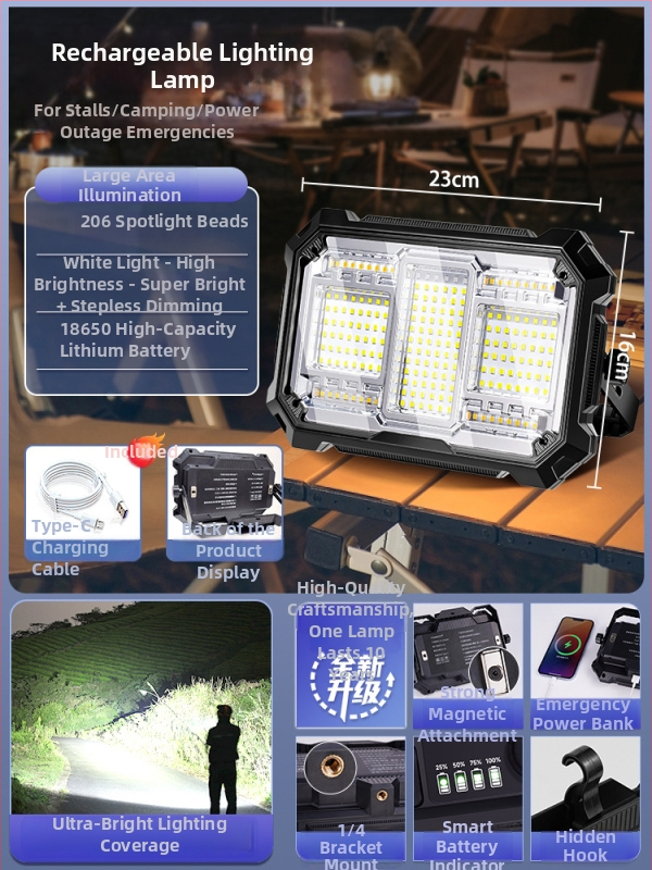 Bolenc punjiva kamping LED svjetiljka sa stalkom — 220V