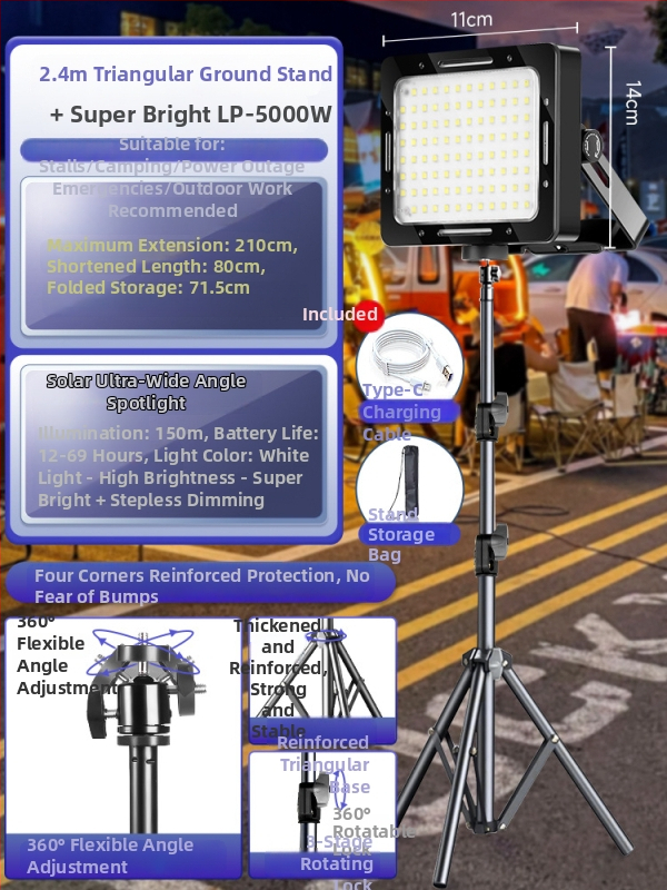 Bolenc punjiva kamping LED svjetiljka sa stalkom — 220V