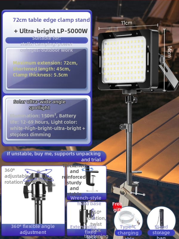 Bolenc punjiva kamping LED svjetiljka sa stalkom — 220V