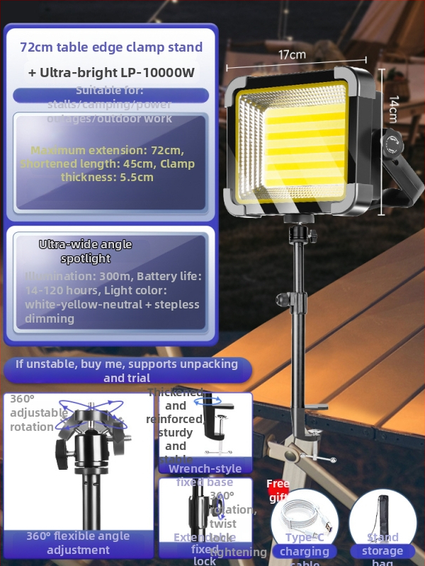 Bolenc punjiva kamping LED svjetiljka sa stalkom — 220V