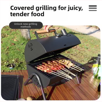 Двустранна барбекю тава от карбонова стомана, преносима сгъваема за къмпинг (пържене и печене, 4,2 кг, 3–5 порции)