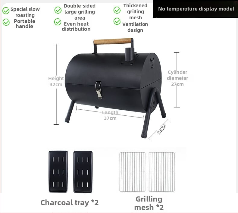 Двустранна барбекю тава от карбонова стомана, преносима сгъваема за къмпинг (пържене и печене, 4,2 кг, 3–5 порции)