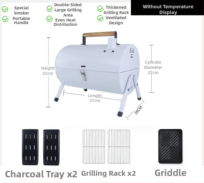 Двустранна барбекю тава от карбонова стомана, преносима сгъваема за къмпинг (пържене и печене, 4,2 кг, 3–5 порции)