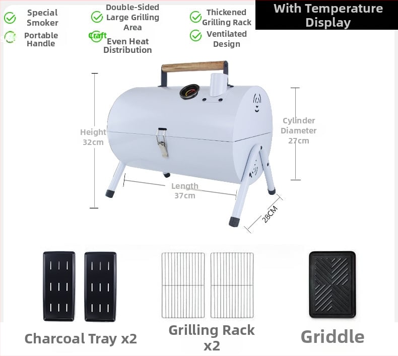 Двустранна барбекю тава от карбонова стомана, преносима сгъваема за къмпинг (пържене и печене, 4,2 кг, 3–5 порции)