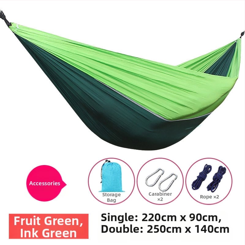 Парашютен хамак за открито, лек и дишащ, двойна хамак; 210T найлон, товароподемност 300, тегло 600 г