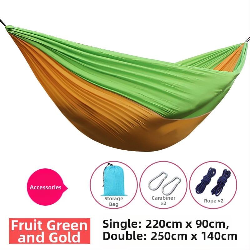 Парашютен хамак за открито, лек и дишащ, двойна хамак; 210T найлон, товароподемност 300, тегло 600 г