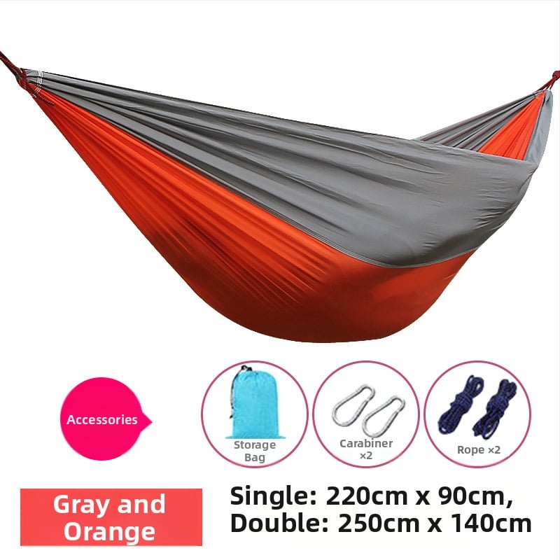 Парашютен хамак за открито, лек и дишащ, двойна хамак; 210T найлон, товароподемност 300, тегло 600 г