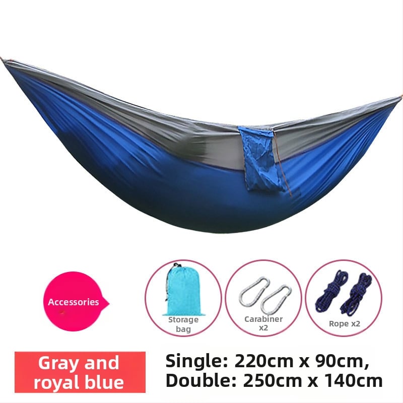 Парашютен хамак за открито, лек и дишащ, двойна хамак; 210T найлон, товароподемност 300, тегло 600 г