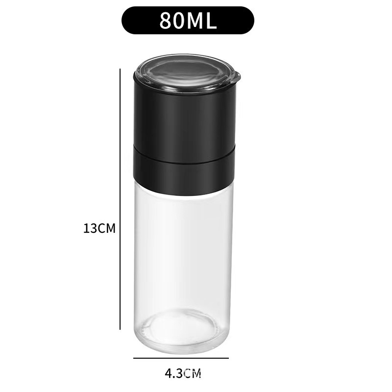 Τετράγωνη φιάλη καρυκευμάτων με μύλο πιπεριού, γυάλινο σώμα, κατάλληλη για στερεές καρυκεύσεις, οικιακή χρήση, δυνατότητα εκτύπωσης λογοτύπου