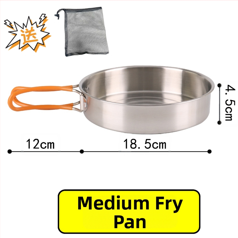 XLHW-156 Портативен комплект къмпинг съдове от неръждаема стомана: тиган, тенджера и чайник за 3–7 души (стил матрьошка)