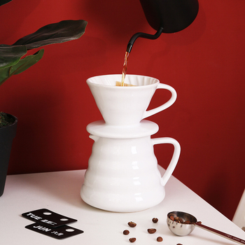 Σετ κεραμικών φλιτζανιών φίλτρου pour-over για καφέ με κωνικό σπειροειδές σχέδιο