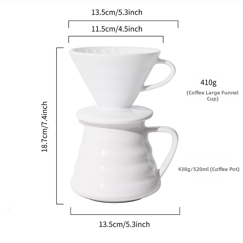 Σετ κεραμικών φλιτζανιών φίλτρου pour-over για καφέ με κωνικό σπειροειδές σχέδιο