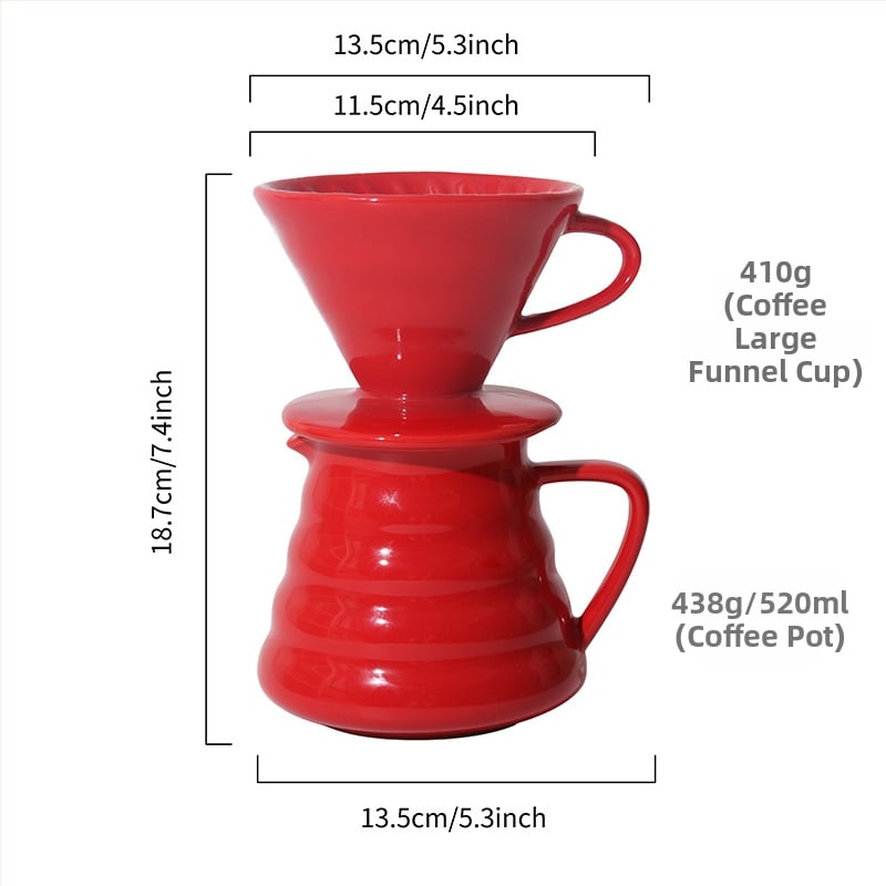 Σετ κεραμικών φλιτζανιών φίλτρου pour-over για καφέ με κωνικό σπειροειδές σχέδιο