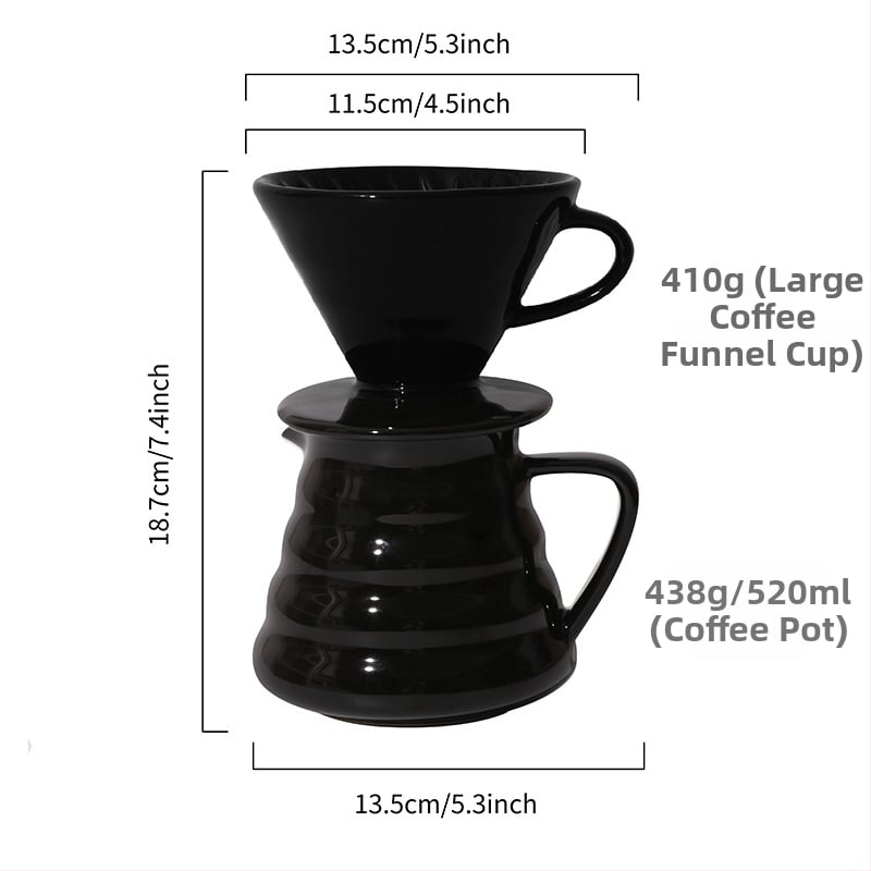 Σετ κεραμικών φλιτζανιών φίλτρου pour-over για καφέ με κωνικό σπειροειδές σχέδιο