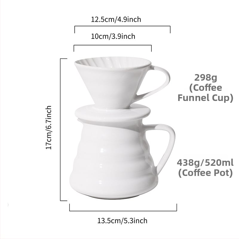 Σετ κεραμικών φλιτζανιών φίλτρου pour-over για καφέ με κωνικό σπειροειδές σχέδιο