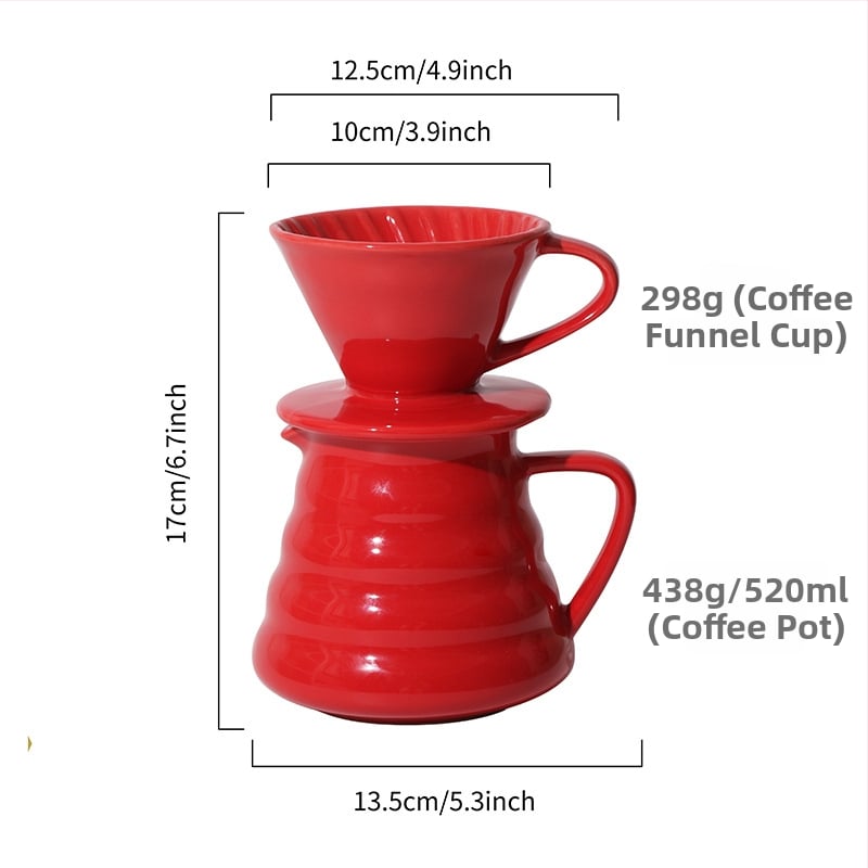 Σετ κεραμικών φλιτζανιών φίλτρου pour-over για καφέ με κωνικό σπειροειδές σχέδιο