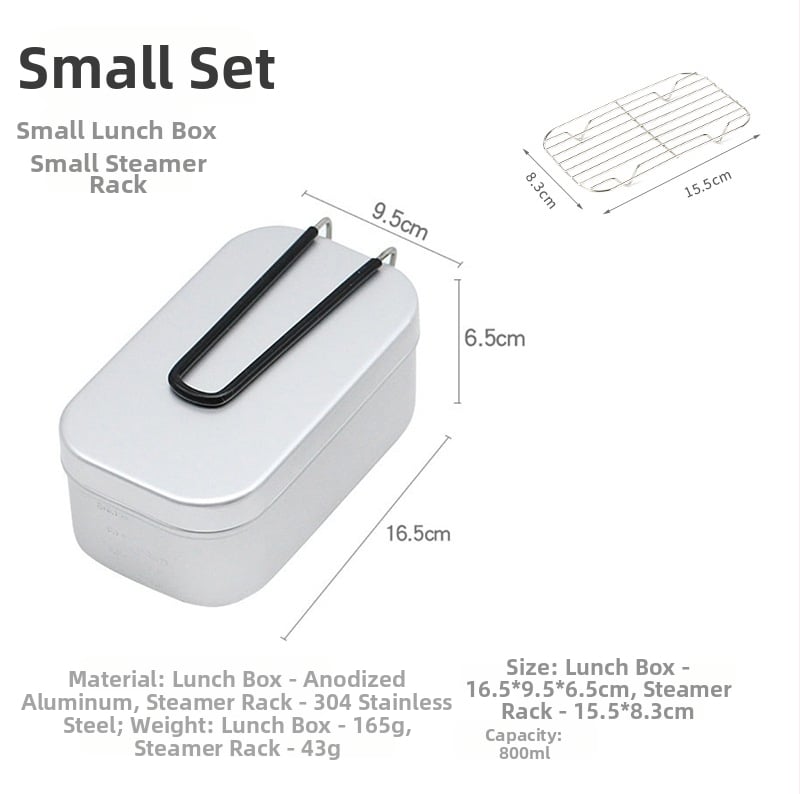 Къмпинг алуминиева ланч-бокс — преносим, двойна употреба, модел 0585, тегло 170 г, за 1–2 лица, алуминиева сплав