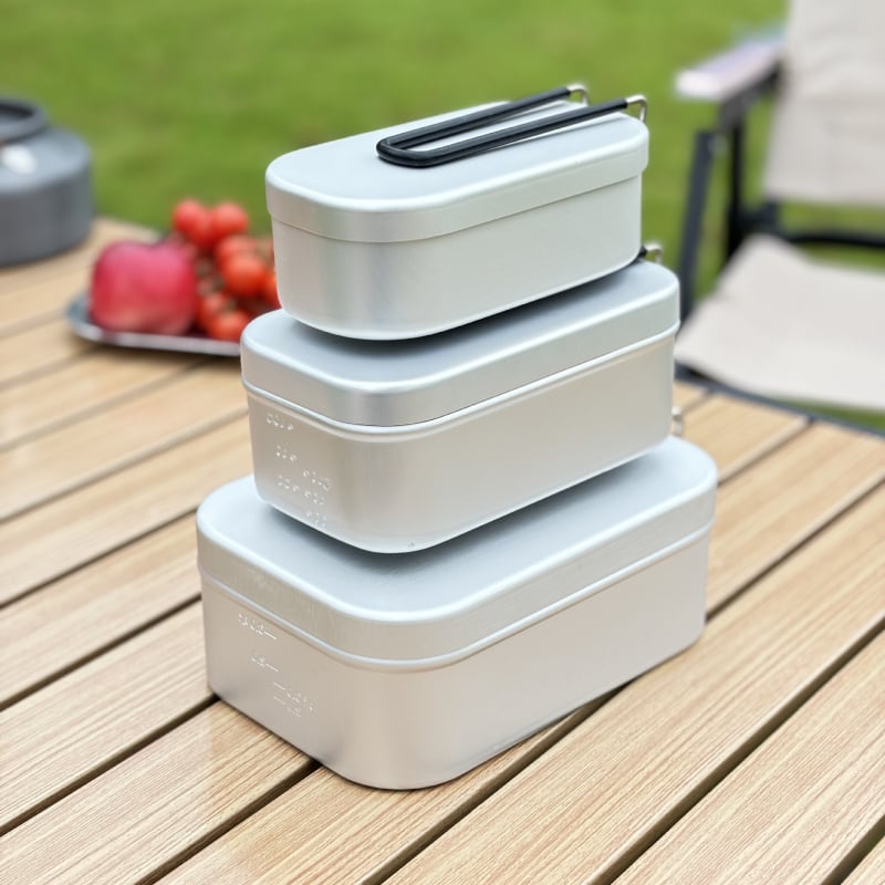 Къмпинг алуминиева ланч-бокс — преносим, двойна употреба, модел 0585, тегло 170 г, за 1–2 лица, алуминиева сплав