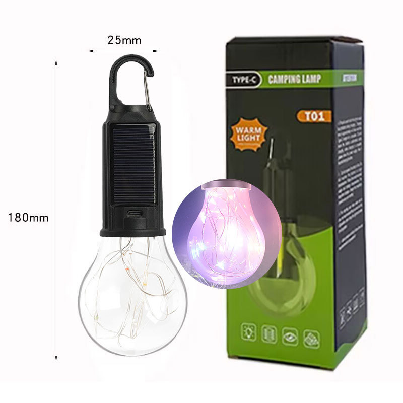 LED kamping lampu, solarno napajanje, 3.7V, 1W, prijenosna, gumb prekidač