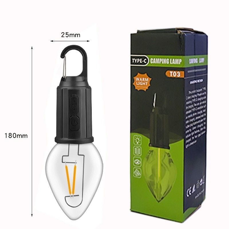 LED kamping lampu, solarno napajanje, 3.7V, 1W, prijenosna, gumb prekidač