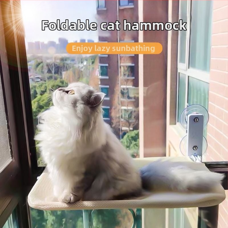 Разгъваем котешки хамак със вакуумно монтиране, дишащ плат, за вътрешна употреба, подходящ за всички сезони