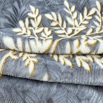 Navlaka za pokrivač od mliječnog velura, dvostrana, podstavljena flisom, veličina 1,8 m × 200 × 230 cm, uzorak biljke i cvijeće