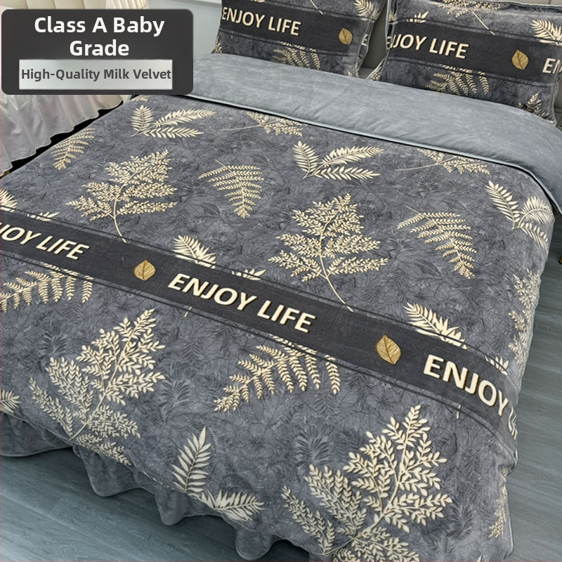 Povlak na paplón z mliekového velúru, obojstranný, podšitý fleesom, rozmer 1,8 m × 200 × 230 cm, vzor rastlín a kvetov