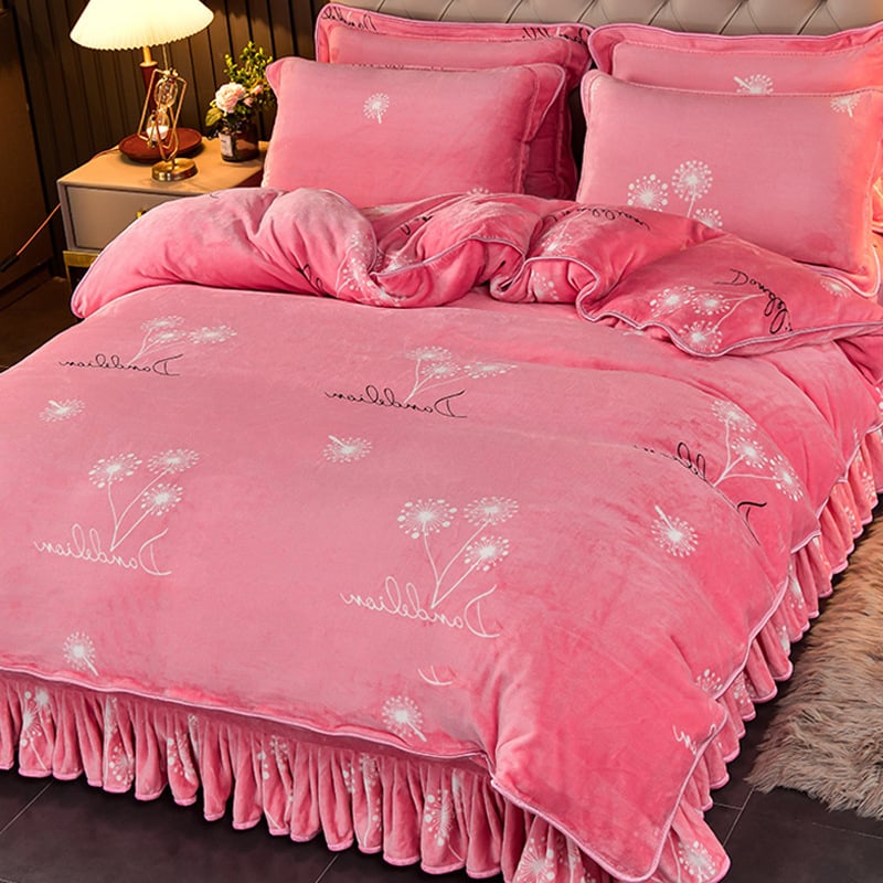 Navlaka za pokrivač od mliječnog velura, dvostrana, podstavljena flisom, veličina 1,8 m × 200 × 230 cm, uzorak biljke i cvijeće