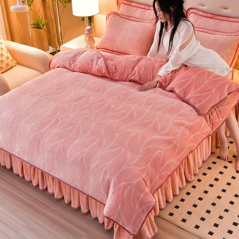 Navlaka za pokrivač od mliječnog velura, dvostrana, podstavljena flisom, veličina 1,8 m × 200 × 230 cm, uzorak biljke i cvijeće