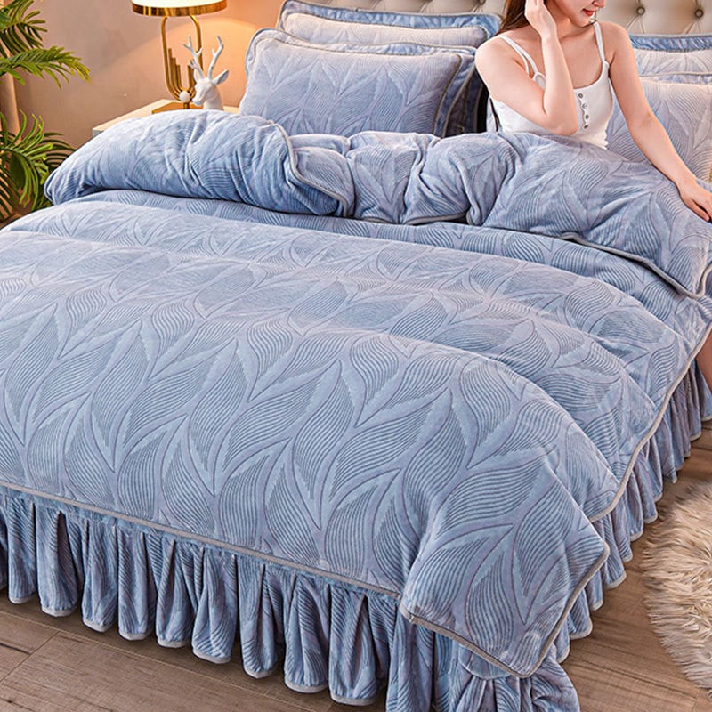 Navlaka za pokrivač od mliječnog velura, dvostrana, podstavljena flisom, veličina 1,8 m × 200 × 230 cm, uzorak biljke i cvijeće