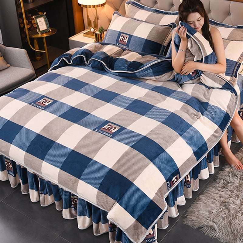 Navlaka za pokrivač od mliječnog velura, dvostrana, podstavljena flisom, veličina 1,8 m × 200 × 230 cm, uzorak biljke i cvijeće