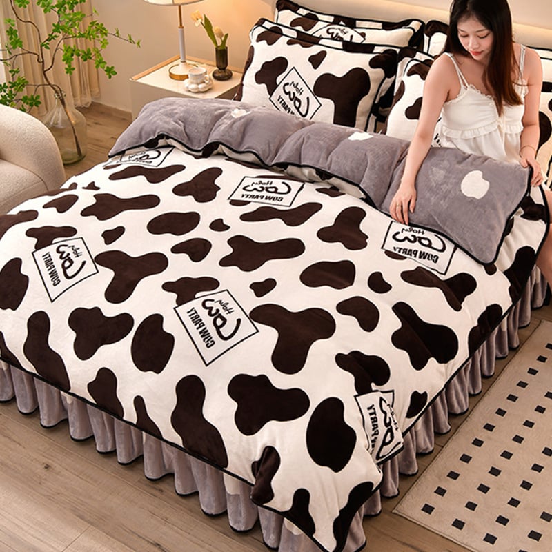 Navlaka za pokrivač od mliječnog velura, dvostrana, podstavljena flisom, veličina 1,8 m × 200 × 230 cm, uzorak biljke i cvijeće