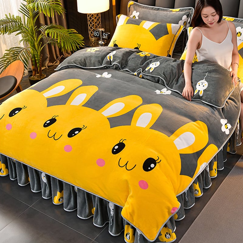 Navlaka za pokrivač od mliječnog velura, dvostrana, podstavljena flisom, veličina 1,8 m × 200 × 230 cm, uzorak biljke i cvijeće