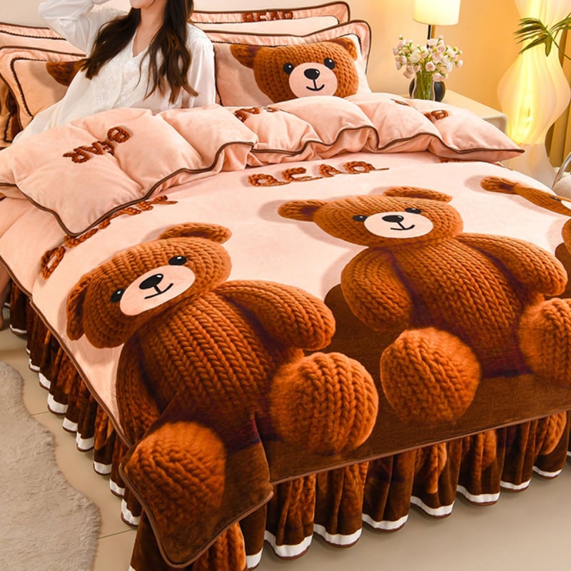 Navlaka za pokrivač od mliječnog velura, dvostrana, podstavljena flisom, veličina 1,8 m × 200 × 230 cm, uzorak biljke i cvijeće