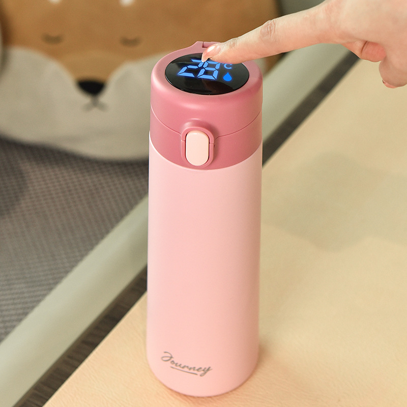 Hőmérséklet-kijelzővel ellátott termoszos pohár, nagy kapacitású, belső 316 rozsdamentes acél, külső 304 rozsdamentes acél, lézergravírozás elérhető