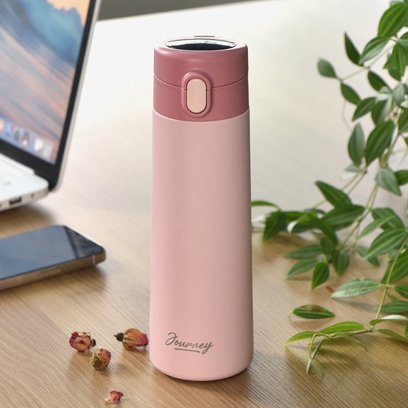 Hőmérséklet-kijelzővel ellátott termoszos pohár, nagy kapacitású, belső 316 rozsdamentes acél, külső 304 rozsdamentes acél, lézergravírozás elérhető