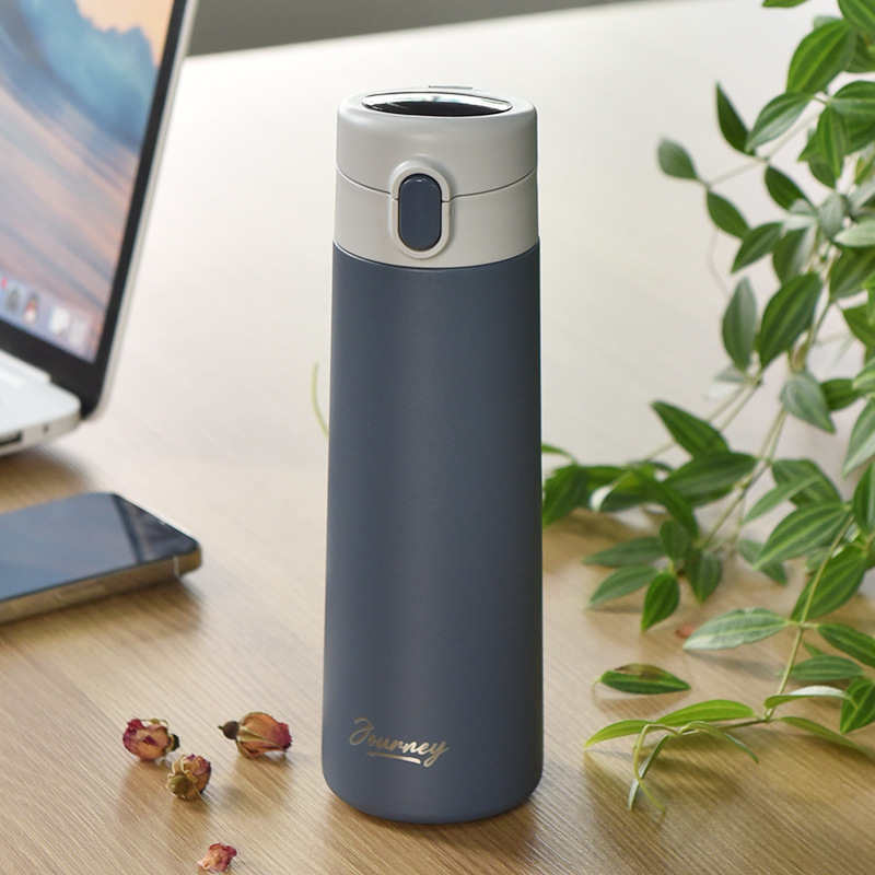 Hőmérséklet-kijelzővel ellátott termoszos pohár, nagy kapacitású, belső 316 rozsdamentes acél, külső 304 rozsdamentes acél, lézergravírozás elérhető