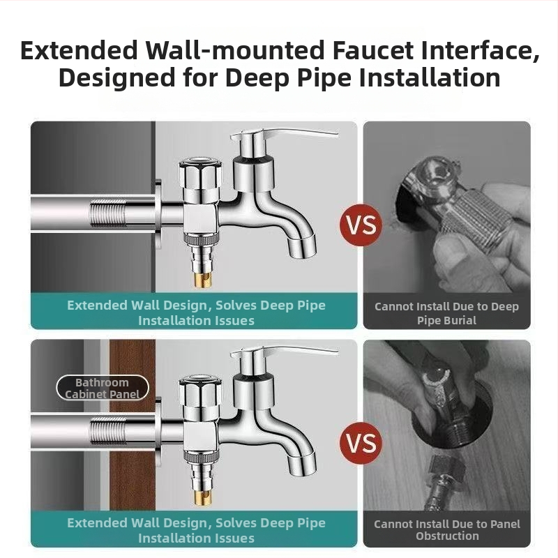 Prívod na práčku so dvojitým výstupom, meďná zliatina, keramický disk ventilu, elektroplakovaný povrch, montáž s gombom