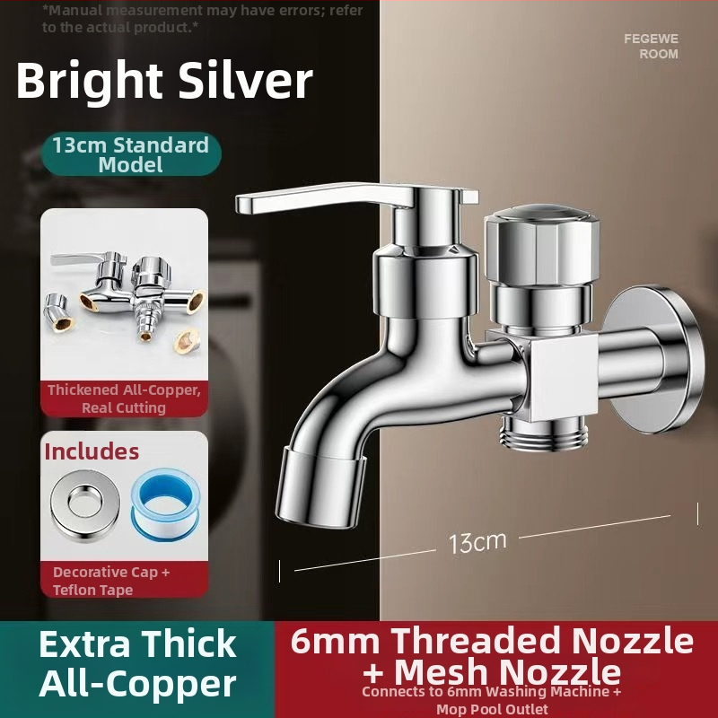 Prívod na práčku so dvojitým výstupom, meďná zliatina, keramický disk ventilu, elektroplakovaný povrch, montáž s gombom