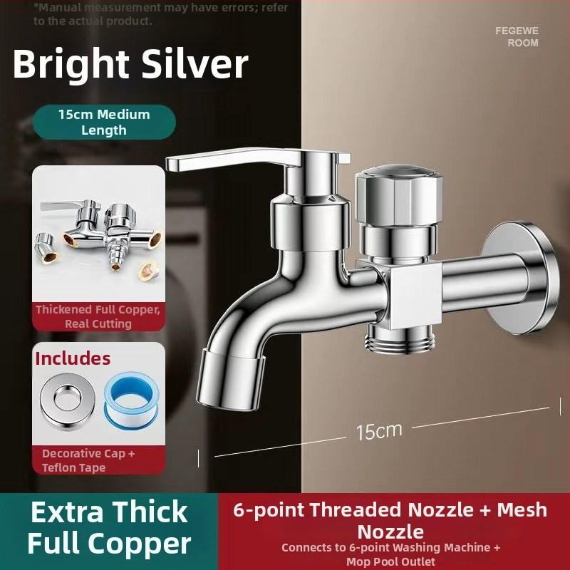 Prívod na práčku so dvojitým výstupom, meďná zliatina, keramický disk ventilu, elektroplakovaný povrch, montáž s gombom