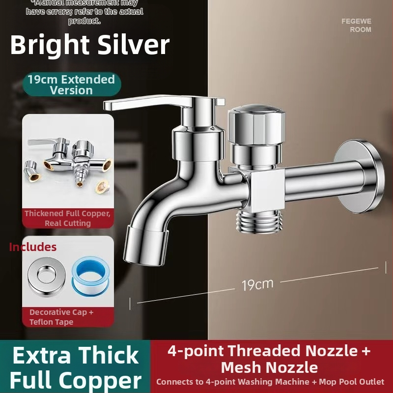 Prívod na práčku so dvojitým výstupom, meďná zliatina, keramický disk ventilu, elektroplakovaný povrch, montáž s gombom