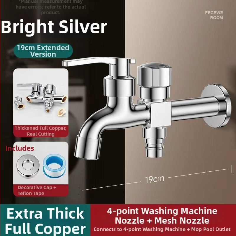 Prívod na práčku so dvojitým výstupom, meďná zliatina, keramický disk ventilu, elektroplakovaný povrch, montáž s gombom