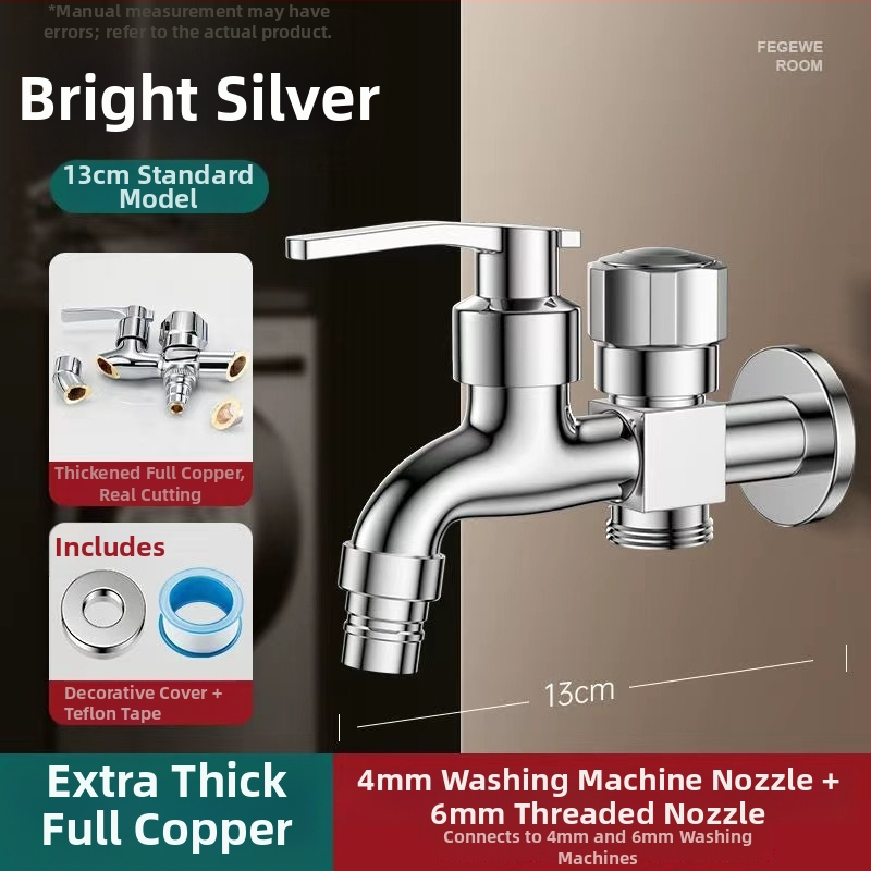 Prívod na práčku so dvojitým výstupom, meďná zliatina, keramický disk ventilu, elektroplakovaný povrch, montáž s gombom