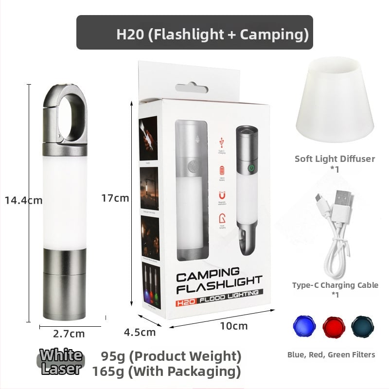 Xin Jiayi lanternă LED reîncărcabilă pentru camping cu lumină laterală COB — corp din aliaj de aluminiu, baterie 1200 mAh, rază >500 m, alimentare manuală