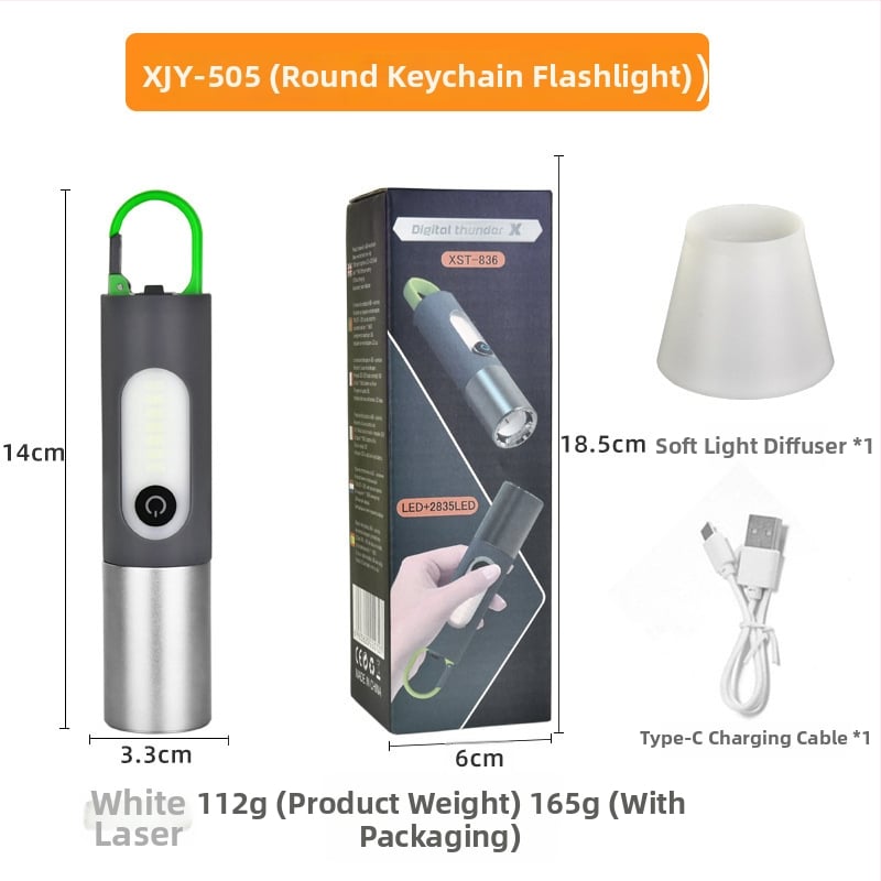 Xin Jiayi lanternă LED reîncărcabilă pentru camping cu lumină laterală COB — corp din aliaj de aluminiu, baterie 1200 mAh, rază >500 m, alimentare manuală