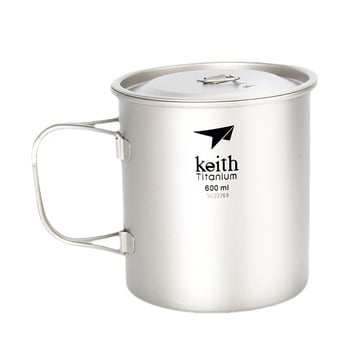 Keith ултралек сгъваем съд за вода от чист титан с капак, 56–62 g, модел Ti3200