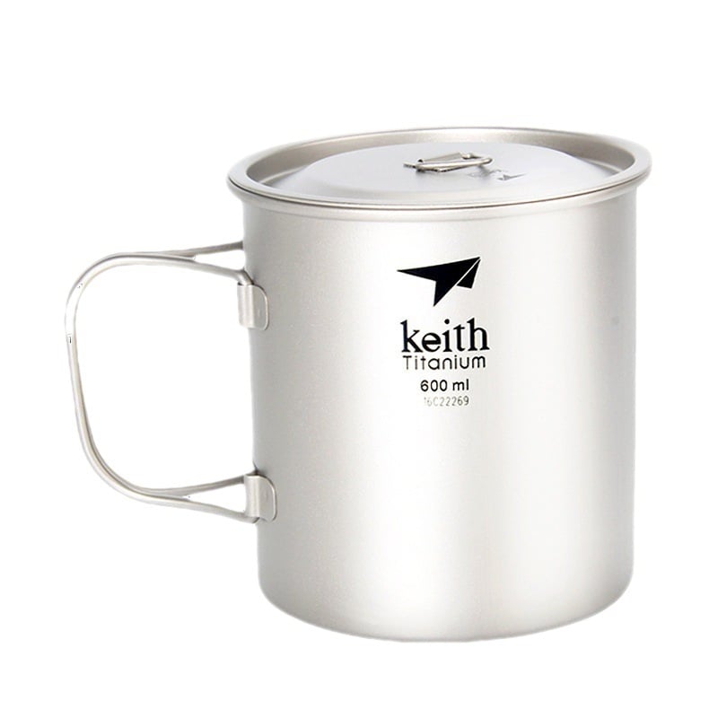 Keith ултралек сгъваем съд за вода от чист титан с капак, 56–62 g, модел Ti3200
